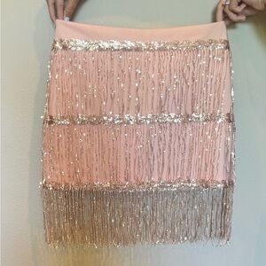 Pink Gold Sequin Mini Pencil Skirt